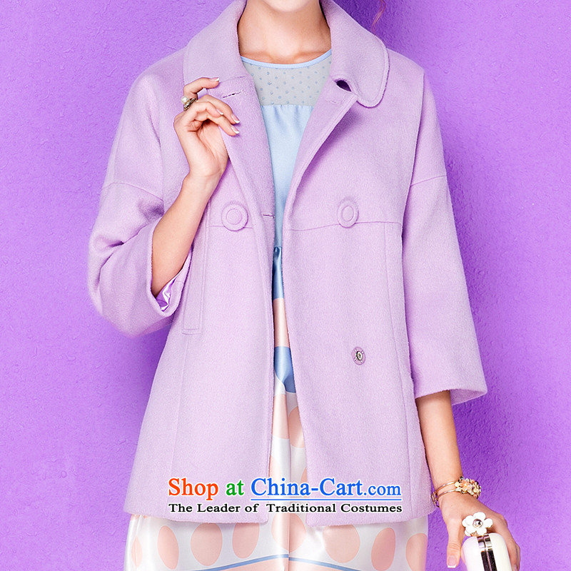 The Secretary for Health-care 2015 Ms. OSCE autumn and winter new stylish wool small incense wind 7 Cuff Solid Color minimalist gross jacket 9305 purple l,olrain,,,? Online Shopping