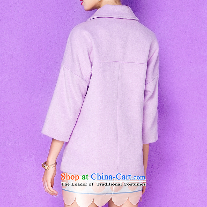 The Secretary for Health-care 2015 Ms. OSCE autumn and winter new stylish wool small incense wind 7 Cuff Solid Color minimalist gross jacket 9305 purple l,olrain,,,? Online Shopping