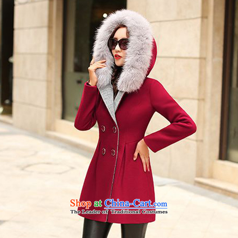 The law of the Hyatt Regency Tarja Halonen of autumn and winter 2015 new Korean version in the medium to long term, Sau San a wool coat collar lapel gross flows of female jacket coat?. L, the law of the Hyatt Regency Red Tarja Halonen (YUEFAYA) , , , shop