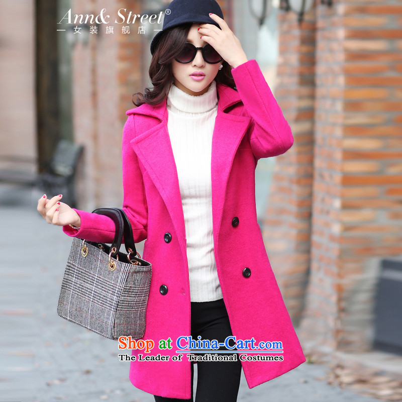 Anne Road?2015 new Korean Sleek and versatile Solid Color Sau San video in double-thin long coats gross Jacket - in this red?M