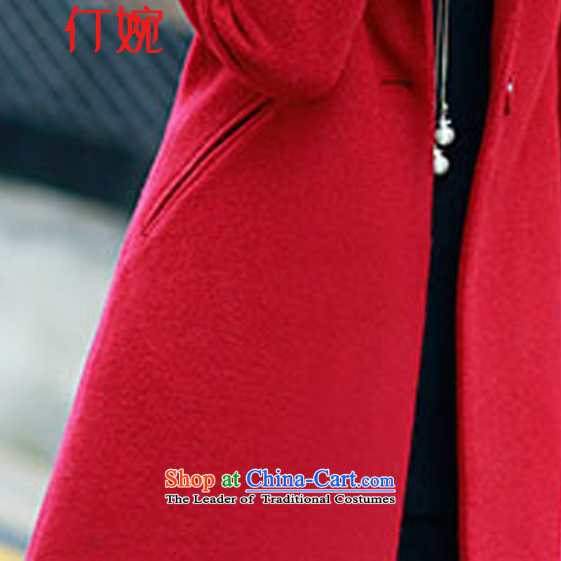 The suspension of the autumn and winter 2015 Yuen new Korean version in Sau San long minimalist jacket coat of gross?? 15669 Female Red , L, Ding Yuen (wan) , , , ding shopping on the Internet
