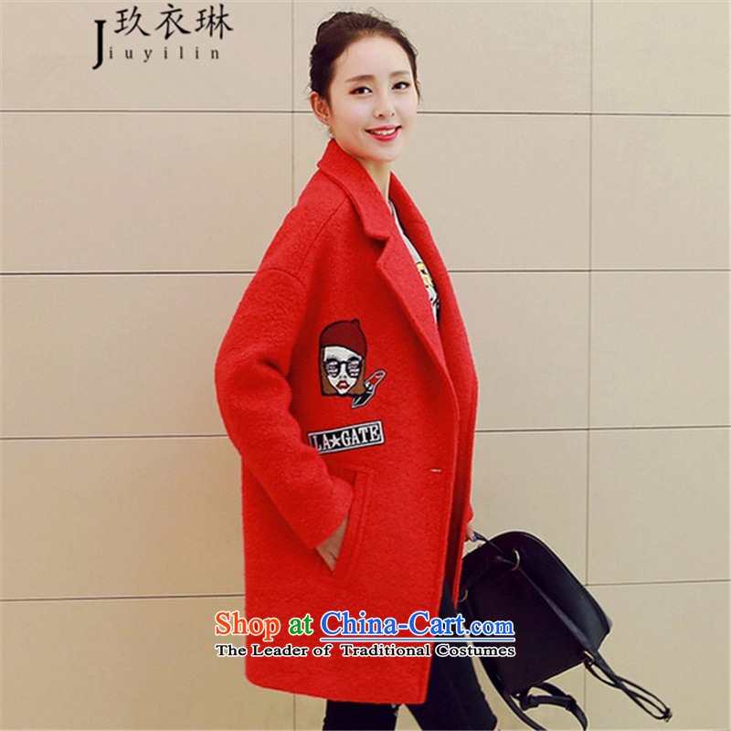 Ko Yo Yi Lin2015 autumn and winter new gross butted long_? a wool coat female Korean leisure put coats female Red Hair?M