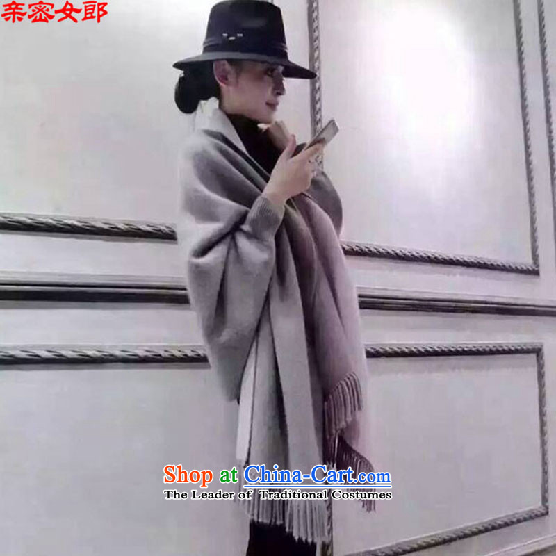 Close the new flow of girl-sided flannel coats bat sleeves shawl loose jacket coat female A0128 gross is light gray , L, intimacy Girl (qinminvlang) , , , shopping on the Internet