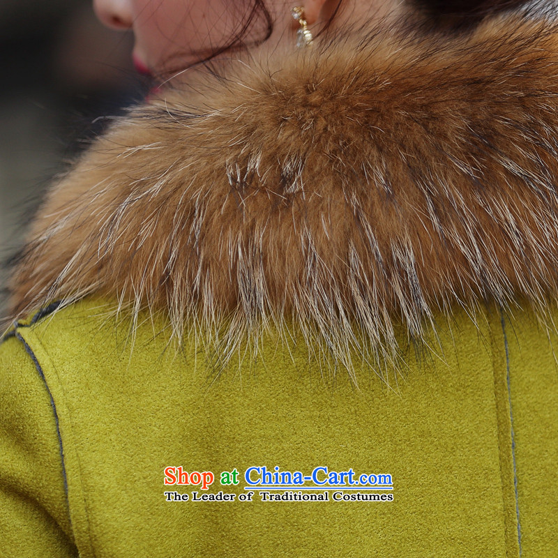Vera wind of autumn and winter 2015 new Korean leisure really gross for a lapel in long double-coats women so gross temperament woolen coat gross? female green jacket M Vera winds (W-LAFONT) , , , shopping on the Internet