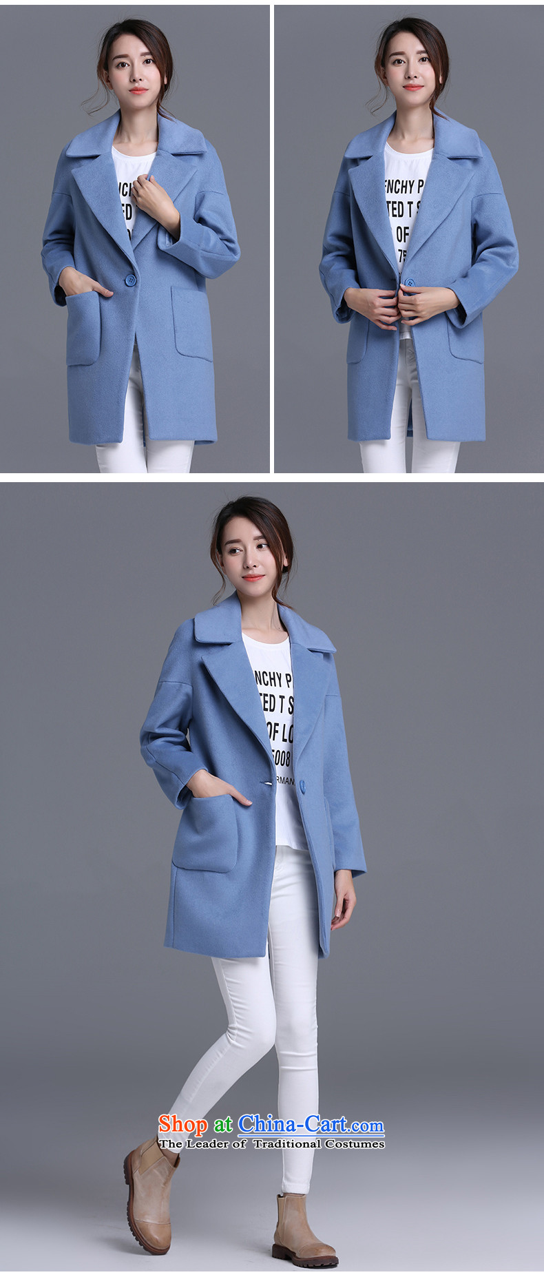 The Champs Elysees Honey Love 2015 autumn and winter new large arts van pure color jacket fashion? 