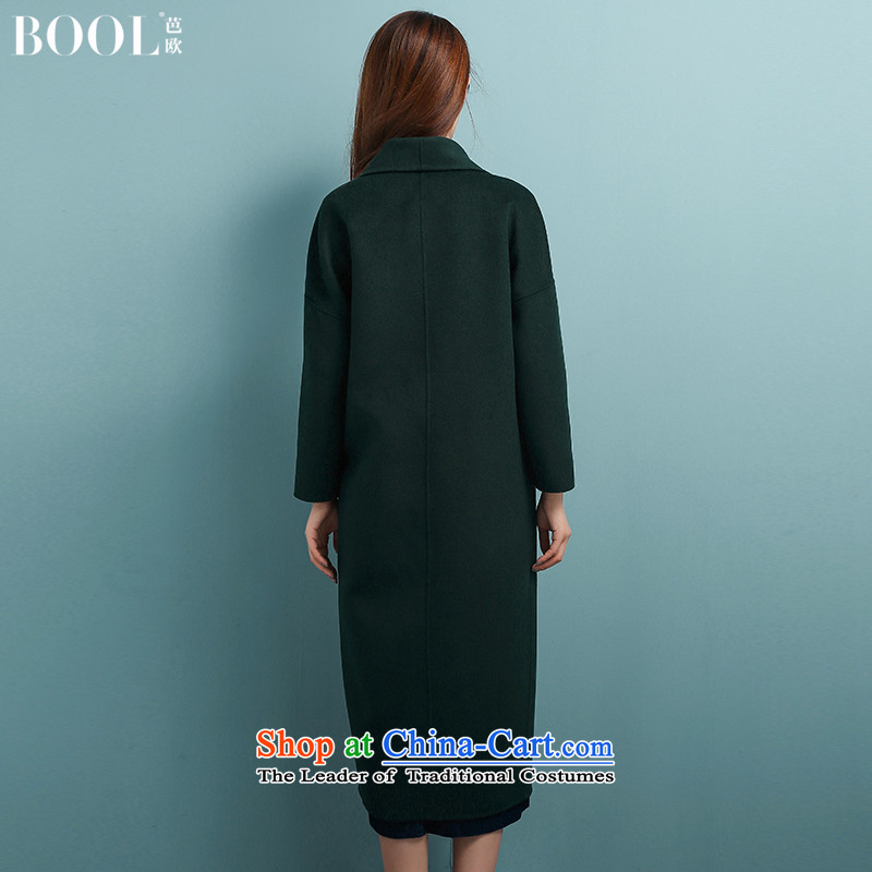 Barbara Euro 2015 Winter Ms. New hand-long hair? jacket Korean sided flannel woolen coat dark green and Europe (M) has been pressed on the BOOL Shopping