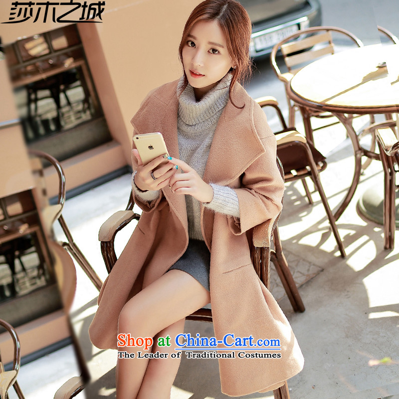 Elizabeth City  2015 autumn and winter new Korean loose video thin version A cloak? In gross jacket long coats gross? larger femaleS8188and ColorM