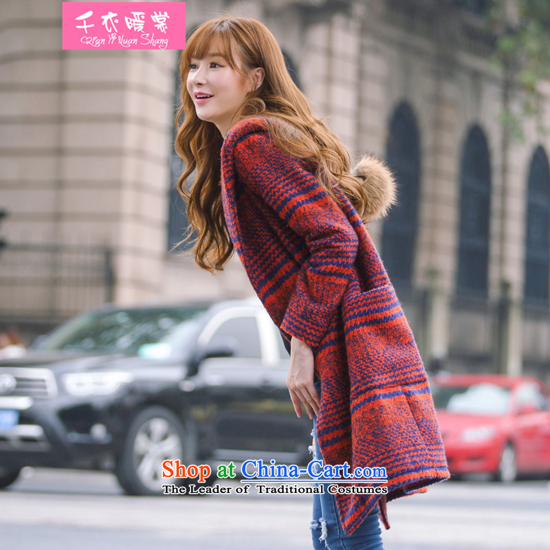 Chin Yi warm Advisory 2015 autumn and winter new classic compartment long cap gross? female Korean jacket lovely Wild Hair? coats Orange Red M Chin Yi warm advisory has been pressed shopping on the Internet
