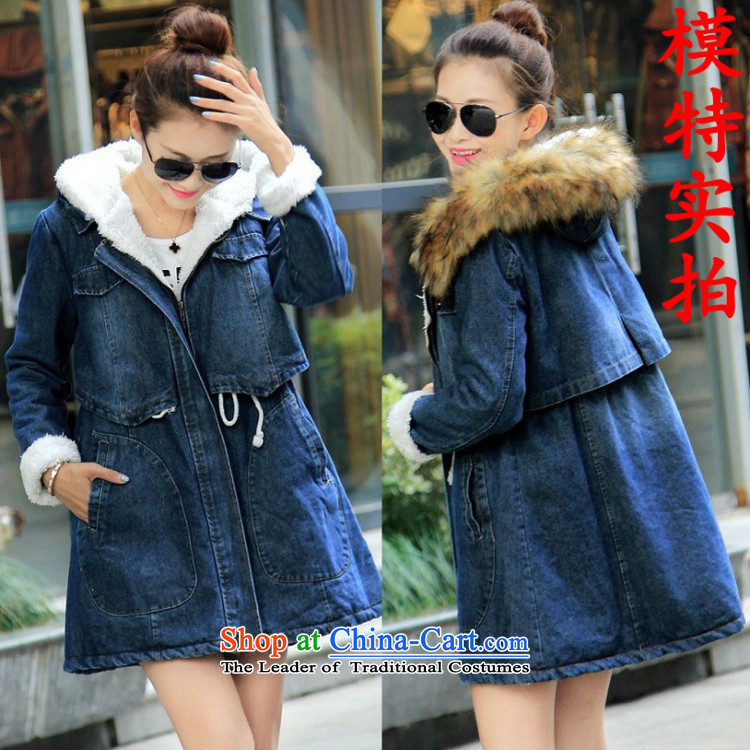 2015 winter clothing new Korean version of large numbers of ladies thick MM loose, Hin thin, thick cotton thick sister in students long plus lint-free thick preppy cowboy jacket map color pictures, prices, XXL brand platters! The elections are supplied in the national character of distribution, so action, buy now enjoy more preferential! As soon as possible.
