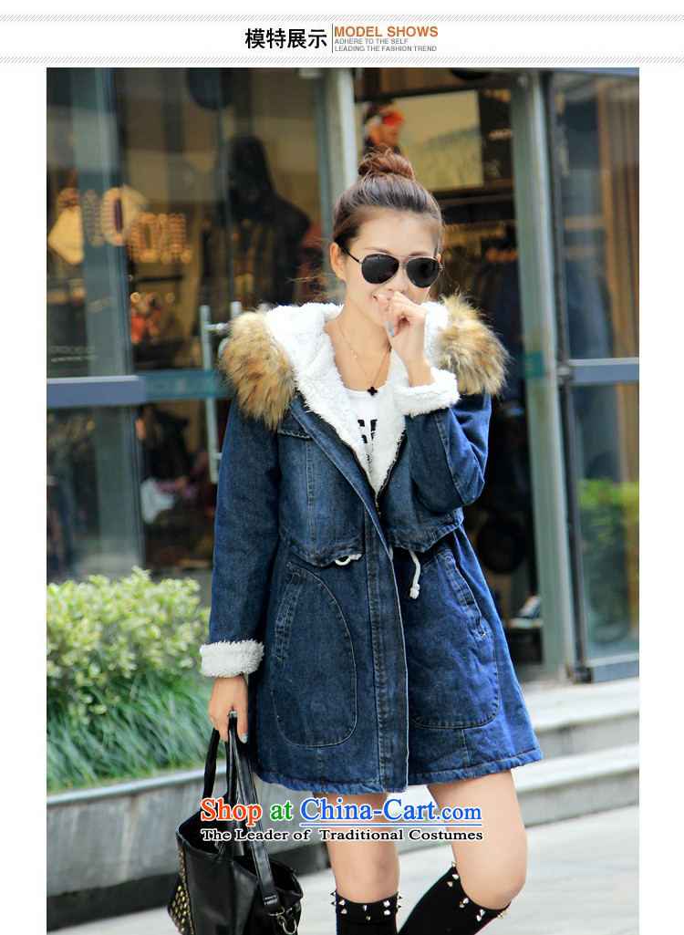 2015 winter clothing new Korean version of large numbers of ladies thick MM loose, Hin thin, thick cotton thick sister in students long plus lint-free thick preppy cowboy jacket map color pictures, prices, XXL brand platters! The elections are supplied in the national character of distribution, so action, buy now enjoy more preferential! As soon as possible.