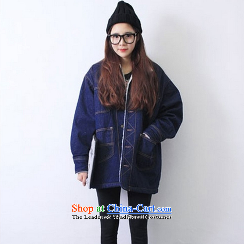 2015 winter clothing new Korean version of large numbers of ladies thick MM loose, Hin thin, thick cotton clothing thick cotton coat in Korea long plus winter lint-free students cowboy jacket map color M witch (YOJINJN) , , , shopping on the Internet