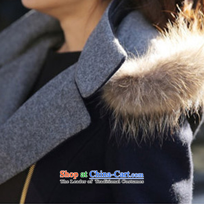 In accordance with the sovereign will optimize gross jacket female autumn and winter, 2015 autumn and winter jackets won the women's version of Sau San video thin hair? blue coat female 6300 All-in- L, in accordance with the clear (YOUYIMEI optimization)