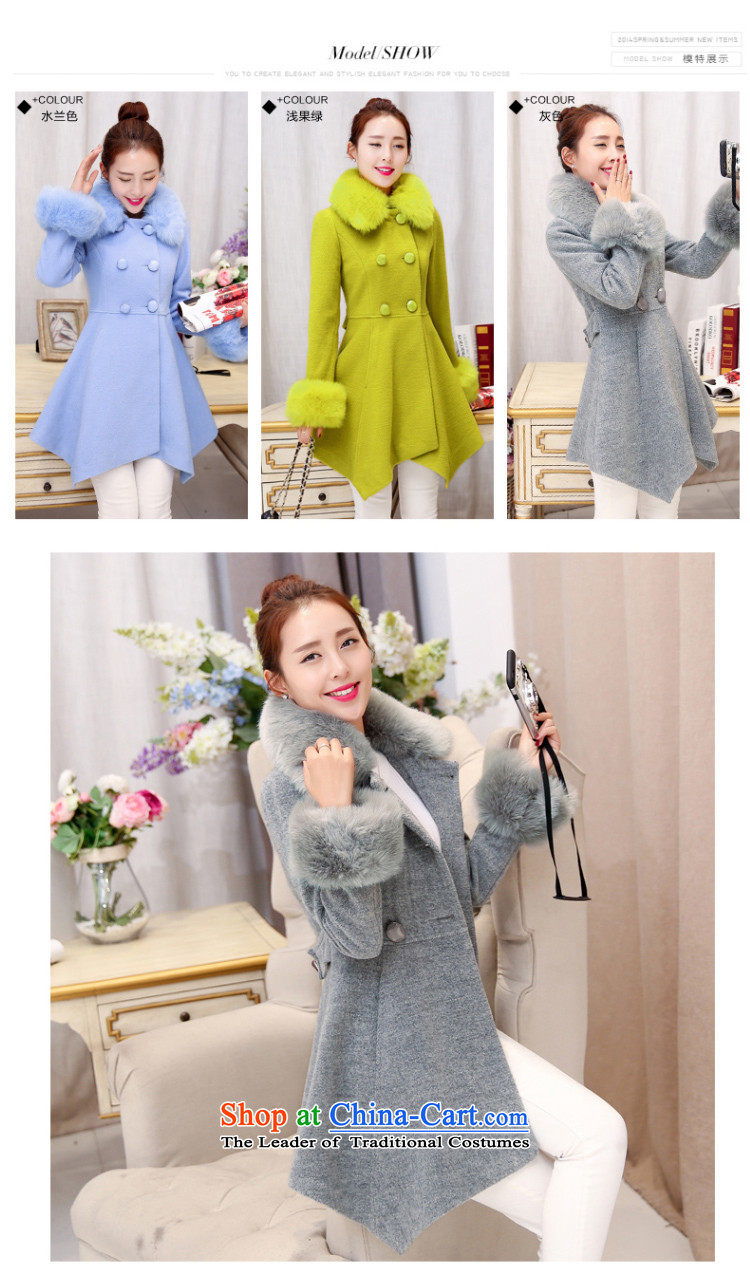 Yu Chien YQ 2015 winter clothing new Korean women in long with a gross? coats Y305 aqua-blue M picture, prices, brand platters! The elections are supplied in the national character of distribution, so action, buy now enjoy more preferential! As soon as possible.