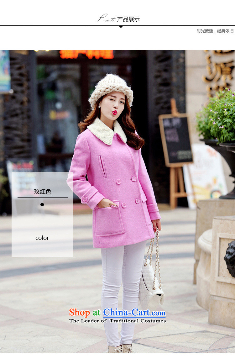Korean figure Connie of autumn and winter 2015 new lambs for small wind-Gross Gross girls jacket? long large coats Korean Sau San? Preppy pink a wool coat of red M picture, prices, brand platters! The elections are supplied in the national character of distribution, so action, buy now enjoy more preferential! As soon as possible.