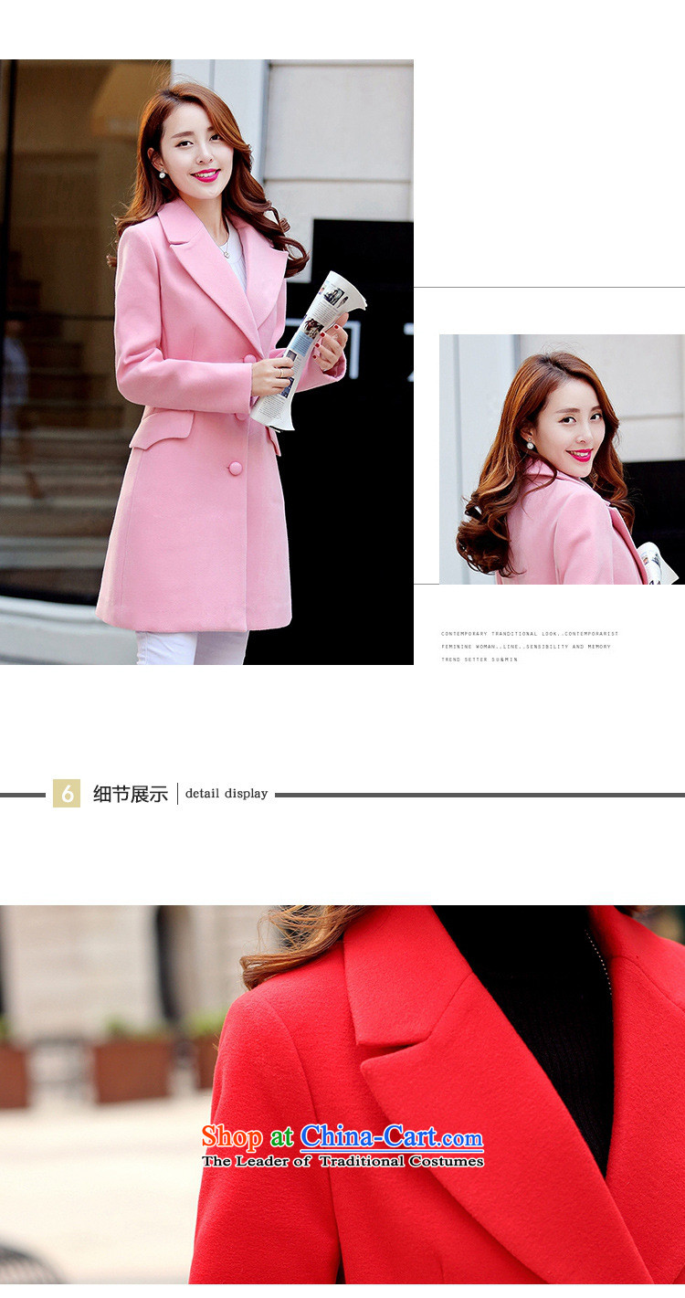 Korean figure Connie of autumn and winter 2015 on new red cloak large western-style suit for Korea? Edition small incense wind jacket girl in gross? long wool Sau San a wool coat pink M picture, prices, brand platters! The elections are supplied in the national character of distribution, so action, buy now enjoy more preferential! As soon as possible.