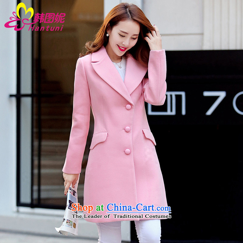 Korean figure Connie of autumn and winter 2015 on new red cloak large western-style suit for Korea? Edition small incense wind jacket girl in gross? long wool Sau San a wool coat pink M won figure HANTUNI stephanie () , , , shopping on the Internet