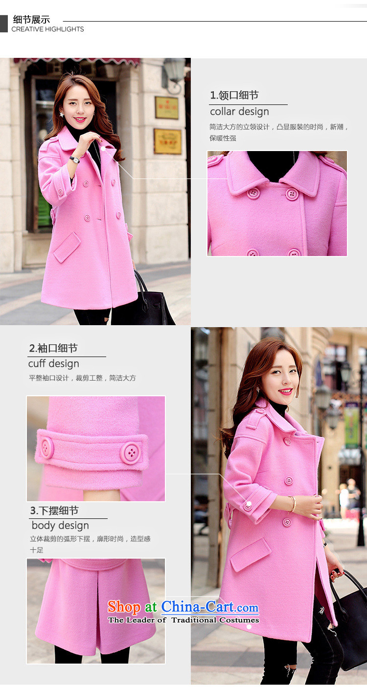 Korean figure Connie 2015 Fall/Winter Collections, Korean small incense wind jacket girl in gross? Long pink loose large female double-thick wool coat of Sau San? The Red M picture, prices, brand platters! The elections are supplied in the national character of distribution, so action, buy now enjoy more preferential! As soon as possible.