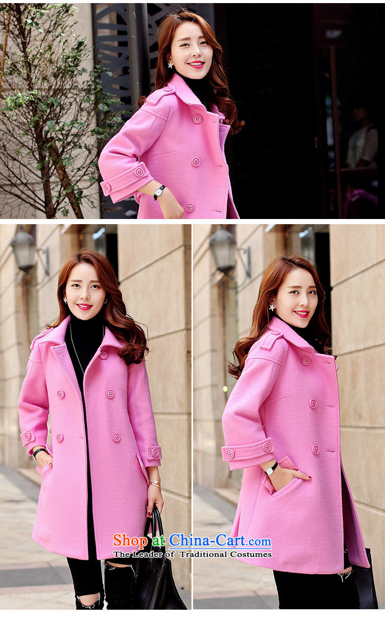 Korean figure Connie 2015 Fall/Winter Collections, Korean small incense wind jacket girl in gross? Long pink loose large female double-thick wool coat of Sau San? The Red M picture, prices, brand platters! The elections are supplied in the national character of distribution, so action, buy now enjoy more preferential! As soon as possible.