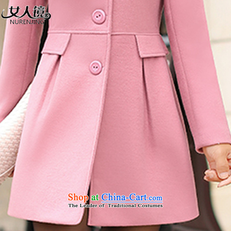 2015 winter clothing new gross girls jacket? Long a wool coat N5048 pink M woman Mirror (nurenjing) , , , shopping on the Internet