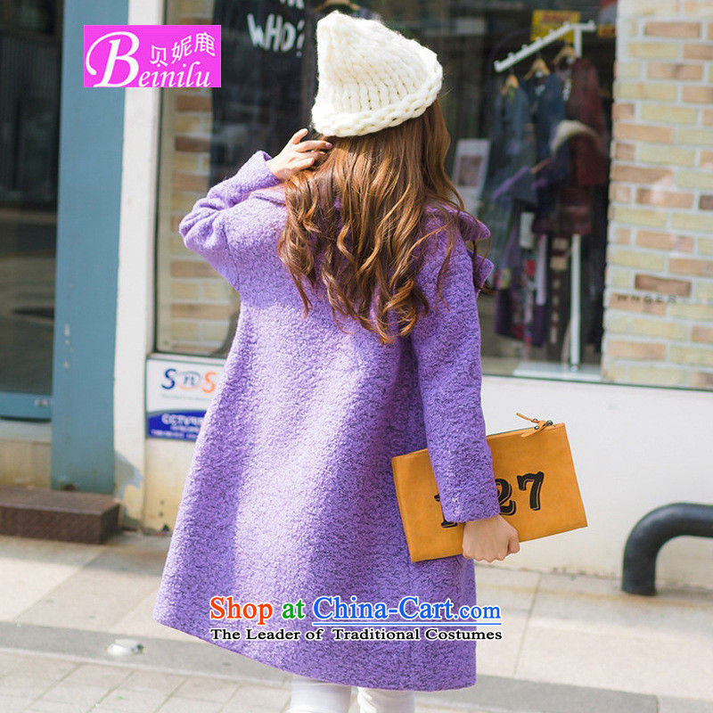 Connie Deer 2015 Addis Ababa Fall/Winter Collections new Korean detained in a grain long coats relaxd casual)?? jacket female violet gross M, Addis Ababa deer (beinilu ni) , , , shopping on the Internet