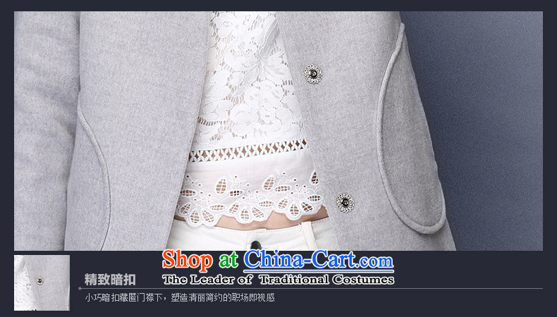 The Greek Golden Harvest Year 2015 Van Gogh autumn and winter new stylish and simple pure colors in the collar long suit small wild beauty?  66012 jacket gray hair S picture, prices, brand platters! The elections are supplied in the national character of distribution, so action, buy now enjoy more preferential! As soon as possible.