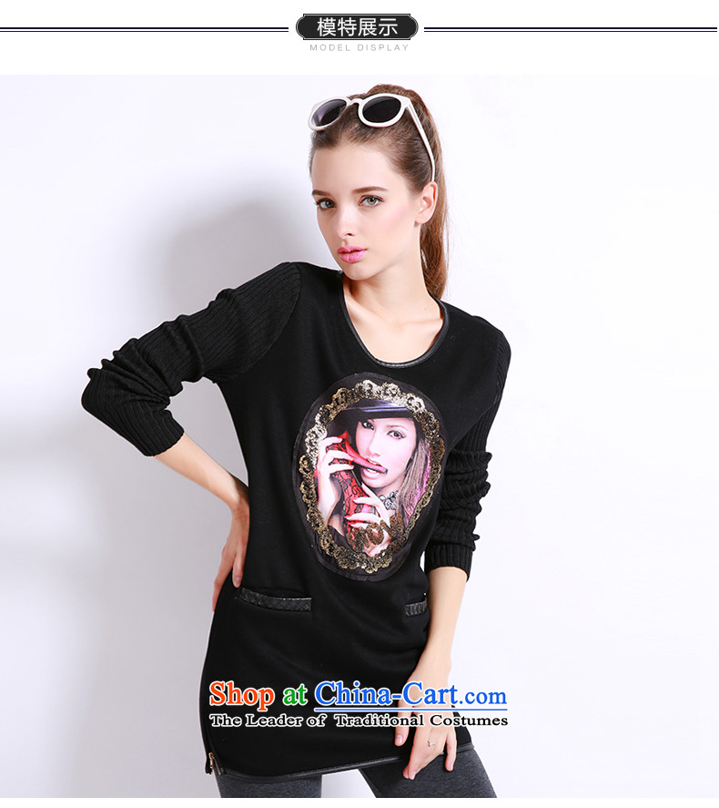 Luo Shani flower code women fall inside sweater thick mm to xl thick, Hin thin, warm clothes 13269 plus lint-free, forming the black 6XL picture, prices, brand platters! The elections are supplied in the national character of distribution, so action, buy now enjoy more preferential! As soon as possible.