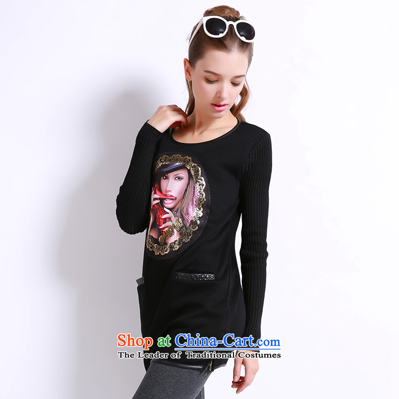 Luo Shani flower code women fall inside sweater thick mm to xl thick, Hin thin, warm clothes 13269 plus lint-free, forming the black 6XL, shani flower sogni (D'oro) , , , shopping on the Internet