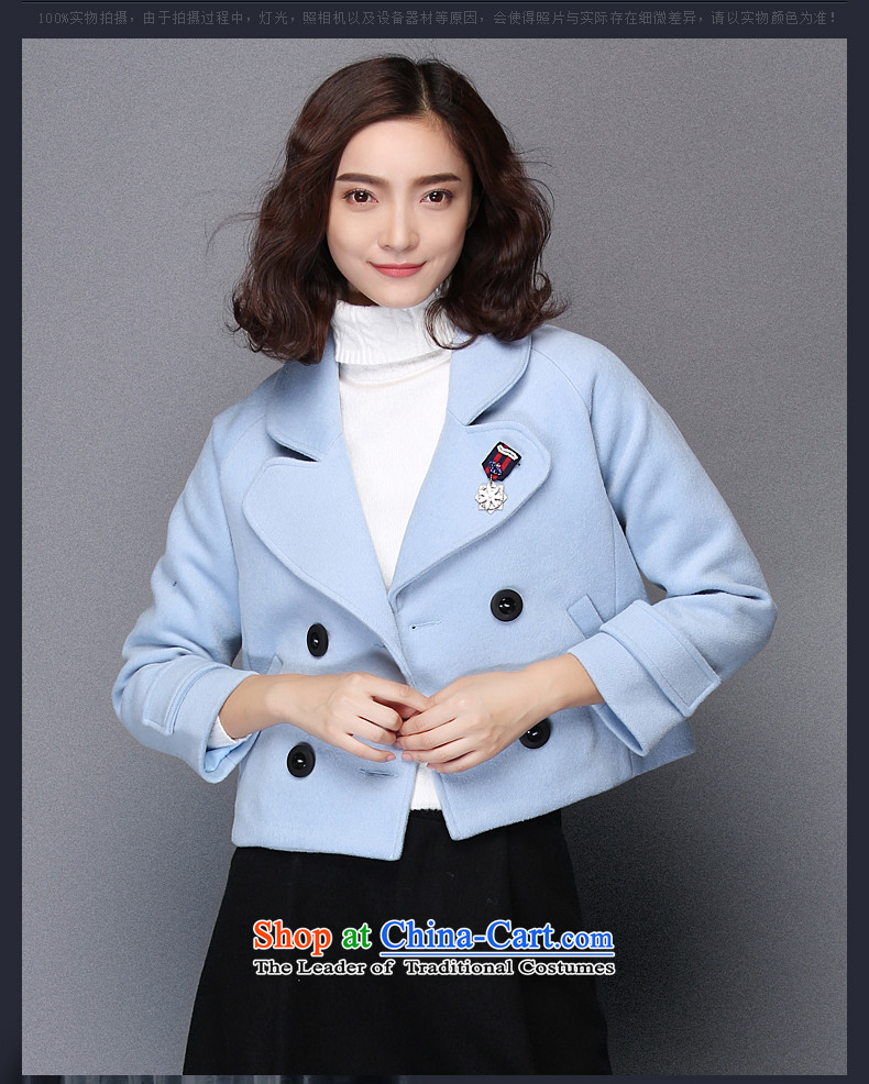 The Greek Golden Harvest Year 2015 Van Gogh autumn and winter new sweet temperament pure color large roll collar long-sleeved jacket? female gross distribution  66019 CLIP, light blue M picture, prices, brand platters! The elections are supplied in the national character of distribution, so action, buy now enjoy more preferential! As soon as possible.