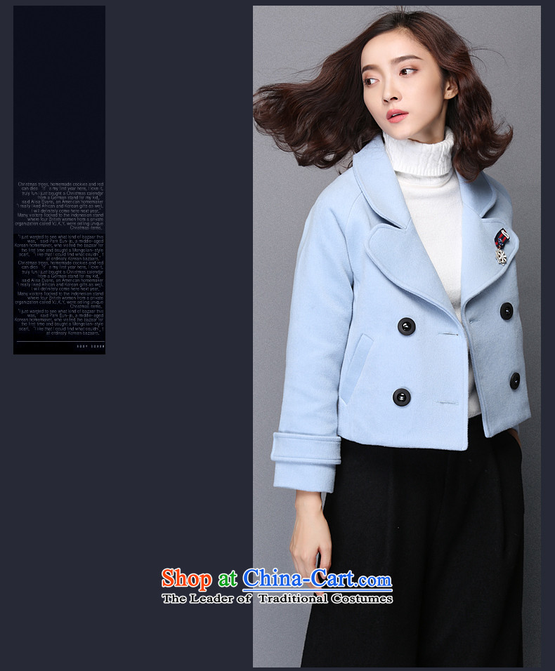 The Greek Golden Harvest Year 2015 Van Gogh autumn and winter new sweet temperament pure color large roll collar long-sleeved jacket? female gross distribution  66019 CLIP, light blue M picture, prices, brand platters! The elections are supplied in the national character of distribution, so action, buy now enjoy more preferential! As soon as possible.