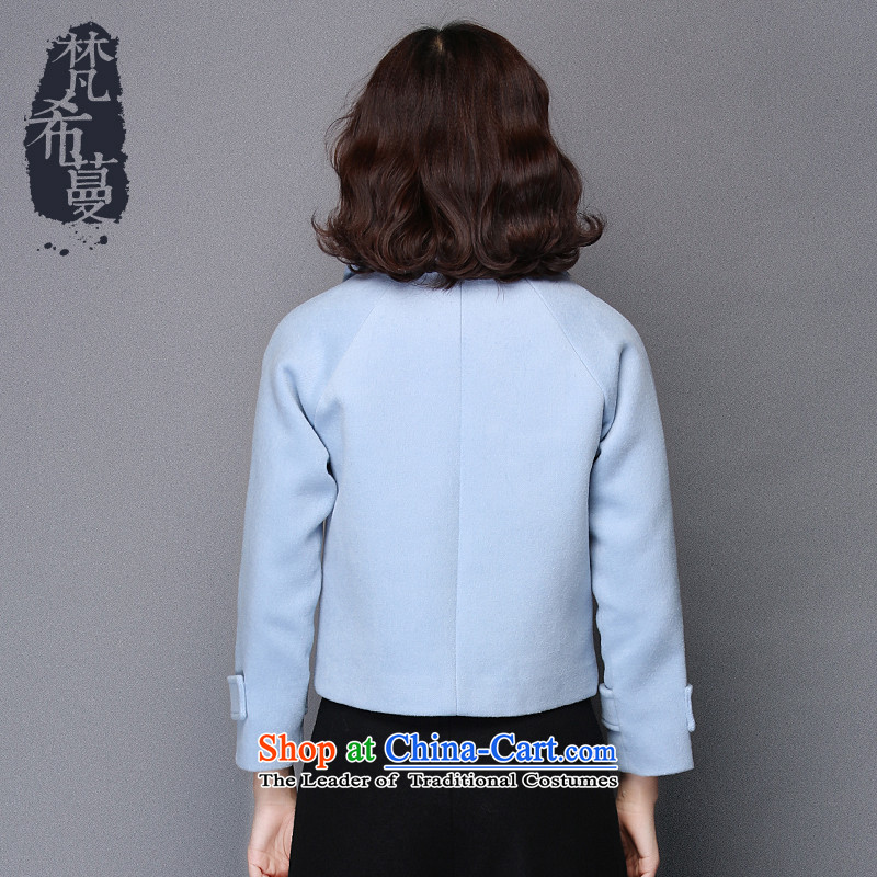 The Greek Golden Harvest Year 2015 Van Gogh autumn and winter new sweet temperament pure color large roll collar long-sleeved jacket? female gross distribution  66019 Clip, light blue M, Van Gogh Greek Golden Harvest (vimly) , , , shopping on the Internet