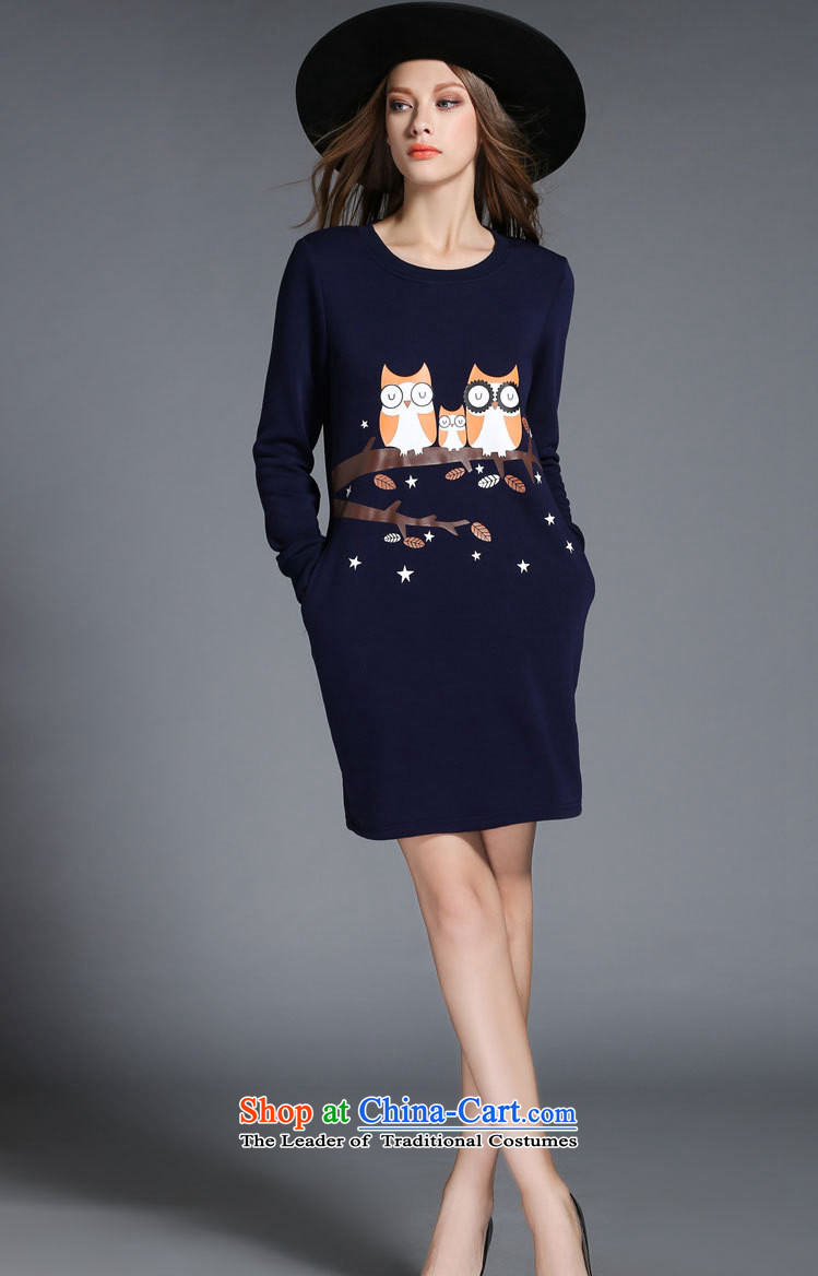 The Europe and improving access 2015 autumn and winter new larger female animal fat mm long-sleeved the stamp lint-free Thick coated dresses Z-2131 blue 2XL Photo, prices, brand platters! The elections are supplied in the national character of distribution, so action, buy now enjoy more preferential! As soon as possible.