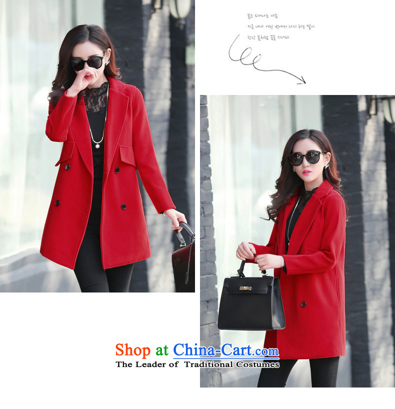 M 2015 Autumn and Winter North New Women's Korea long-sleeved Pullover leisure a wool coat in long double-pure color jacket RED M Gross? Picture, prices, brand platters! The elections are supplied in the national character of distribution, so action, buy now enjoy more preferential! As soon as possible.