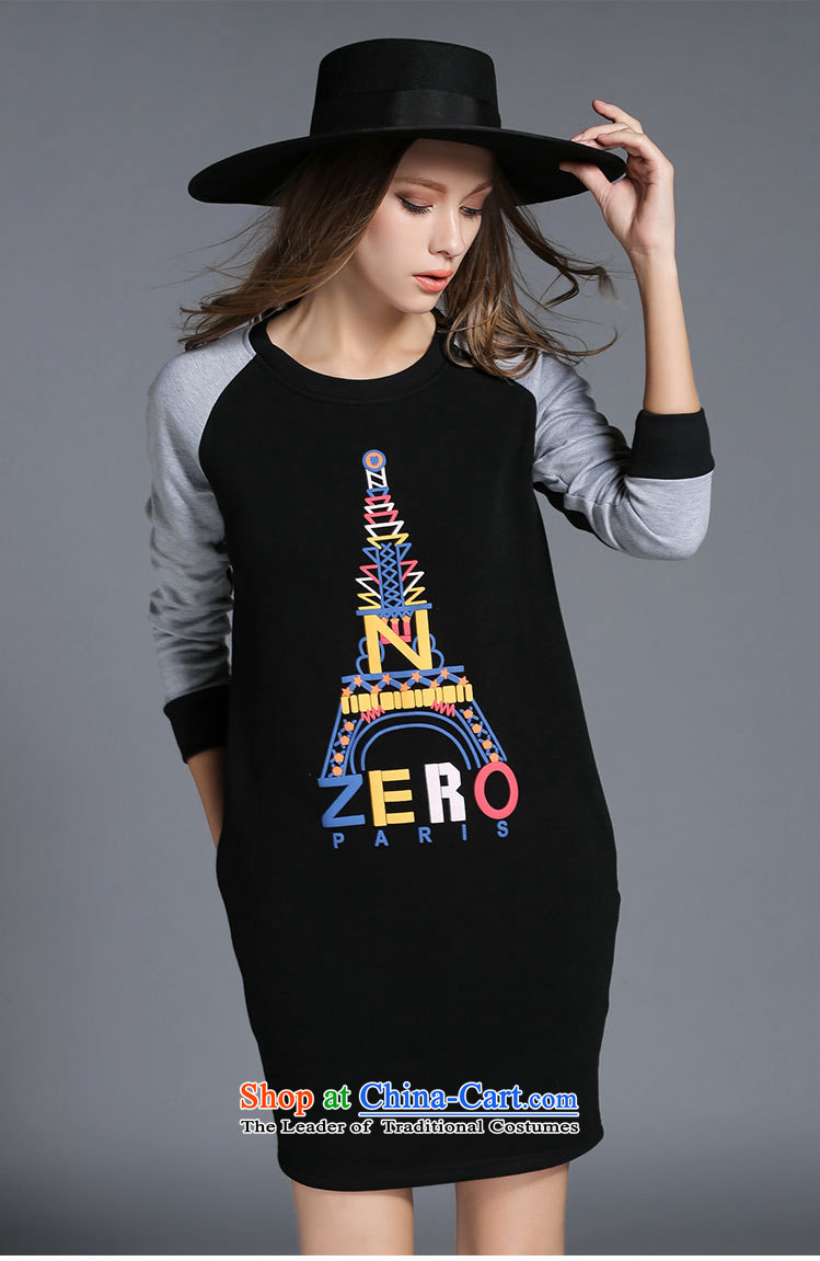 The Europe and improving access 2015 autumn and winter new thick plus large lint-free female thick mm letters forming the long-sleeved stamp dresses Z-2130  3XL black picture, prices, brand platters! The elections are supplied in the national character of distribution, so action, buy now enjoy more preferential! As soon as possible.