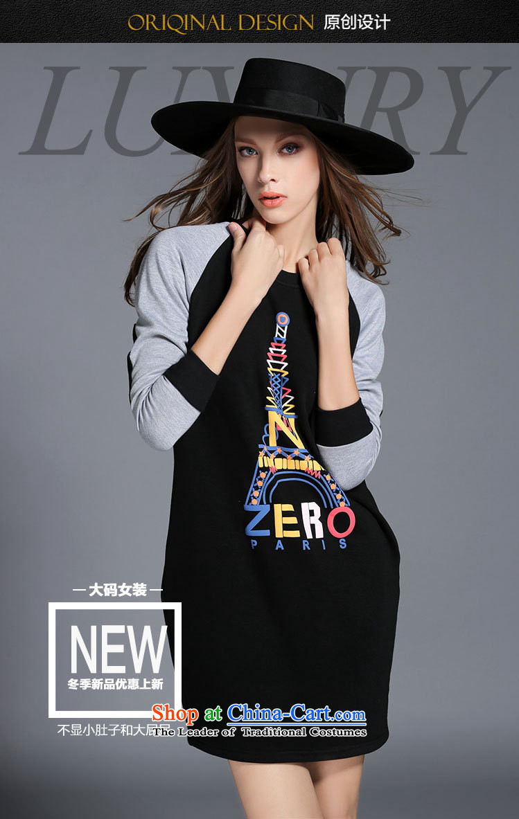 The Europe and improving access 2015 autumn and winter new thick plus large lint-free female thick mm letters forming the long-sleeved stamp dresses Z-2130  3XL black picture, prices, brand platters! The elections are supplied in the national character of distribution, so action, buy now enjoy more preferential! As soon as possible.