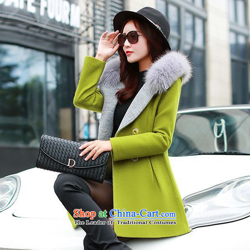 America where Tian Cheng 2015 winter clothing in new women's long hair collar aristocratic small wind-coats of incense female 358 G Bodhi Green M, America where Tian Cheng , , , shopping on the Internet