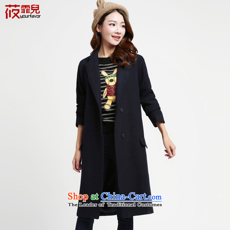Arpina son gross is 莜 jacket coat female Korean version of the long winter 2015 new women's winter coats on this new color navy L
