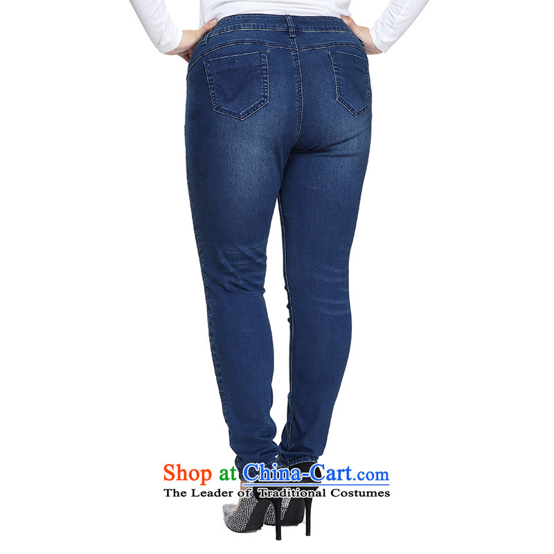 The former Yugoslavia Li Sau 2015 Fall/Winter Collections new larger women in comfortable waist stereo video thin cowboy stretch fit pant female 0993 Denim blue 40, small-li , , , shopping on the Internet