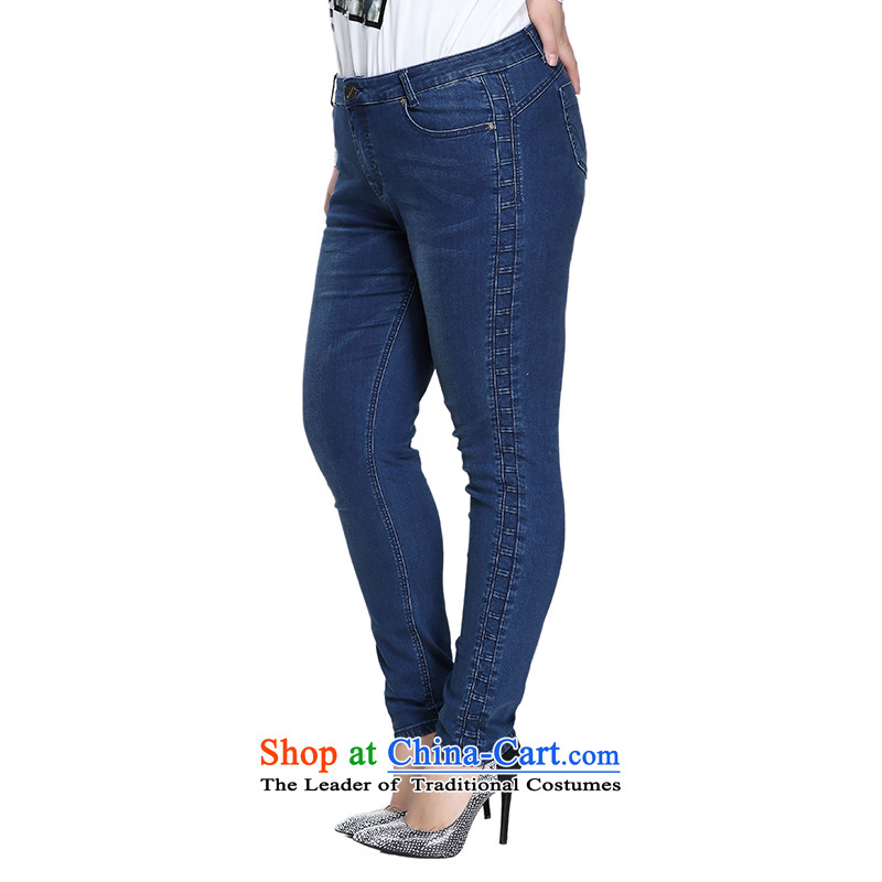 The former Yugoslavia Li Sau 2015 Fall/Winter Collections new larger women in comfortable waist stereo video thin cowboy stretch fit pant female 0993 Denim blue 40, small-li , , , shopping on the Internet