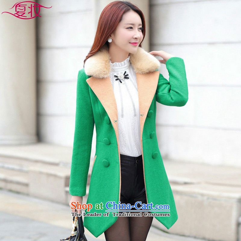 Mr Ronald Colombia 2015 autumn and winter new products in the women's long Korean female jacket coat gross? 9978 green L