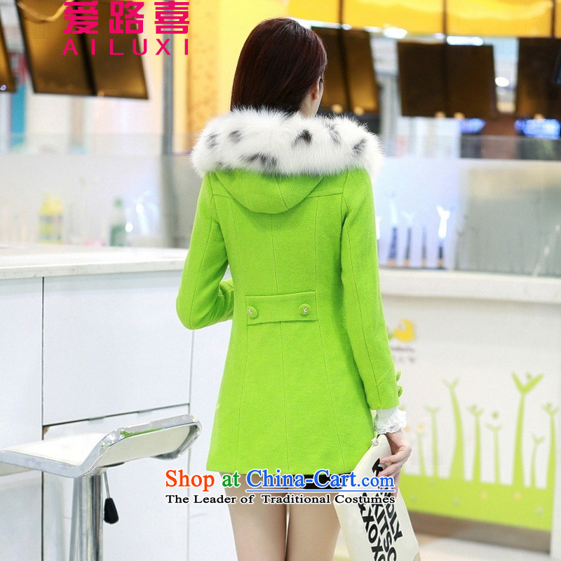 Love Road The gross-hi? girls jacket long 2015 autumn and winter new Korean Sau San with cap for video terminal on the Nagymaros forever thin a wool coat green XXL, love road-hee (AILUXI) , , , shopping on the Internet