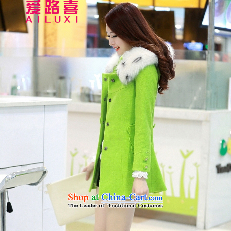 Love Road The gross-hi? girls jacket long 2015 autumn and winter new Korean Sau San with cap for video terminal on the Nagymaros forever thin a wool coat green XXL, love road-hee (AILUXI) , , , shopping on the Internet