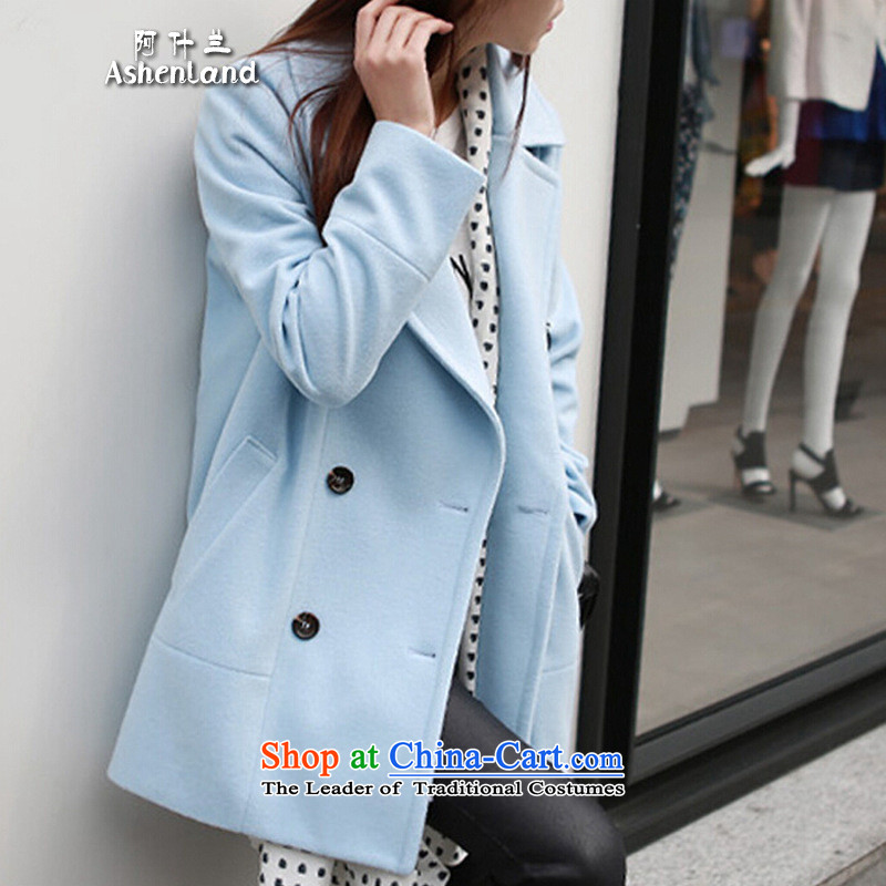 Ashland 2015 autumn and winter on new small fresh sweet girl coats gross? College small wind large relaxd incense in long jacket coat)? White S, Ashland (ashenland) , , , shopping on the Internet