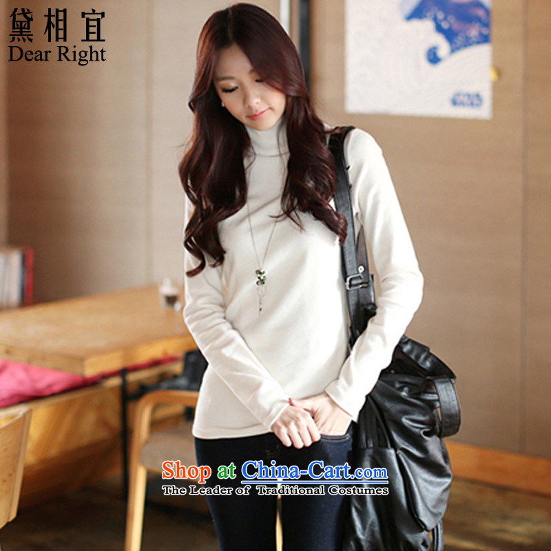 Doi affordable 2015 autumn and winter new 200 catties thick sister mm to xl graphics thin female Korean thick solid long-sleeved shirt high collar female white cotton T-shirt (thick) recommendations 180-200), the burden of 2XL( Doi affordable (dearright)