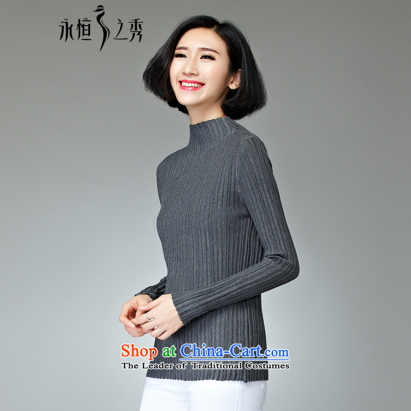 The Eternal Soo-to increase women's wear shirts code 2015 Fall/Winter Collections of new products Korean knitwear high Neck Sweater kit and Ms. thick solid sister who gray shirt 4XL, eternal Soo , , , shopping on the Internet