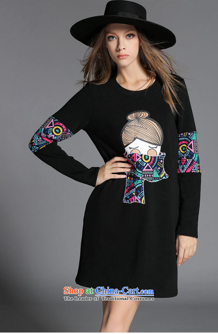 The Europe and improving access 2015 autumn and winter new plus lint-free large thick female thick mm cartoon stamp forming the long-sleeved dresses Z-2151 black 4XL Photo, prices, brand platters! The elections are supplied in the national character of distribution, so action, buy now enjoy more preferential! As soon as possible.