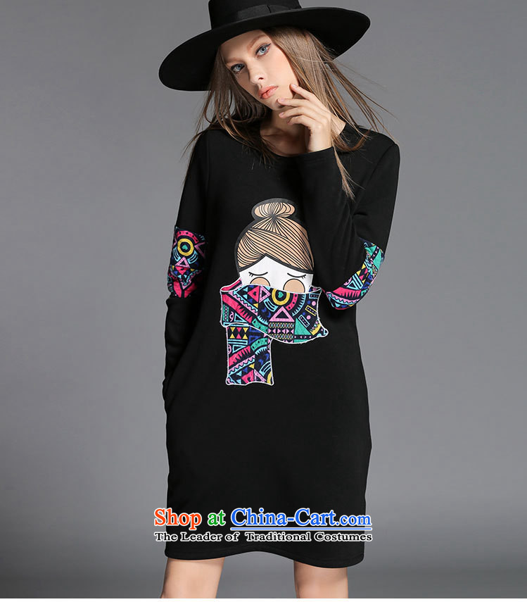 The Europe and improving access 2015 autumn and winter new plus lint-free large thick female thick mm cartoon stamp forming the long-sleeved dresses Z-2151 black 4XL Photo, prices, brand platters! The elections are supplied in the national character of distribution, so action, buy now enjoy more preferential! As soon as possible.
