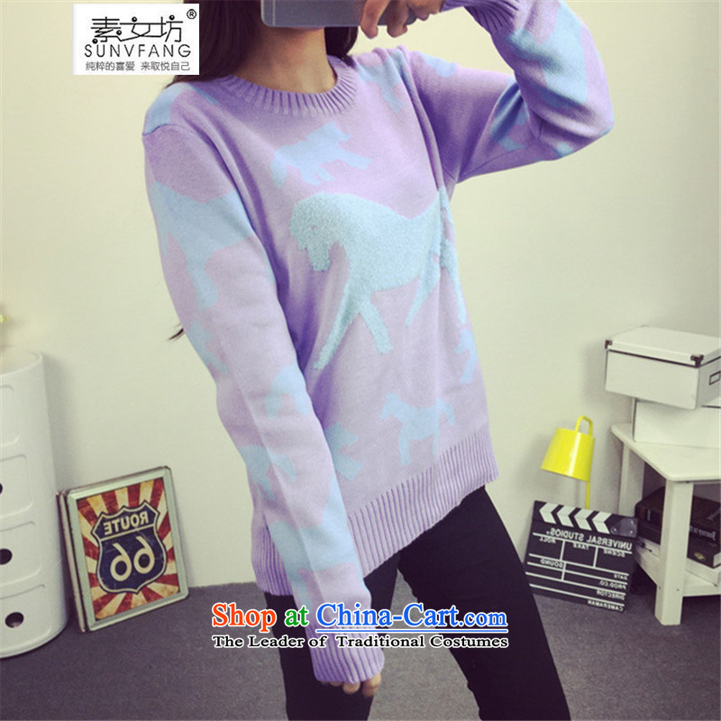 Motome workshop for larger female thick sister Autumn and Winter Sweater 2015 autumn and winter extra-thick MM Liberal Women's thin knitting sweater graphics thick 2183 Violet 2XL recommendations 140-170, Motome Fong (SUNVFANG) , , , shopping on the Inter