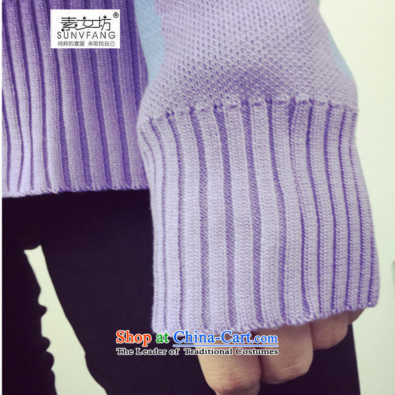 Motome workshop for larger female thick sister Autumn and Winter Sweater 2015 autumn and winter extra-thick MM Liberal Women's thin knitting sweater graphics thick 2183 Violet 2XL recommendations 140-170, Motome Fong (SUNVFANG) , , , shopping on the Inter