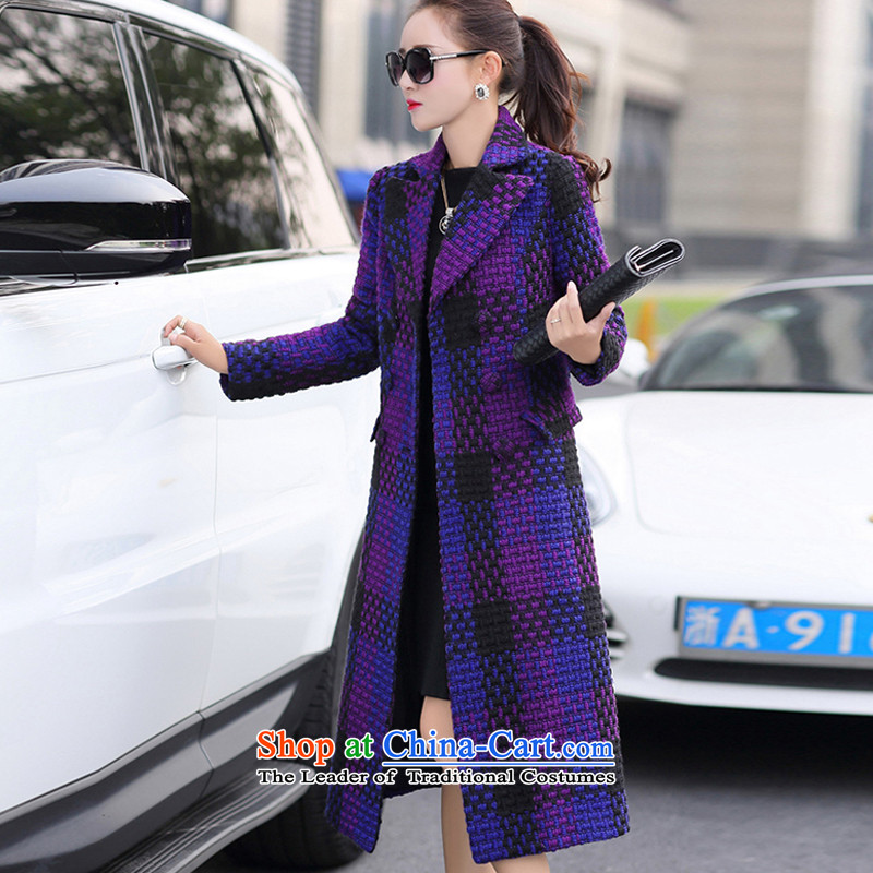 The 2015 winter coats Connie Kahlo's large relaxd stylish coat to the British American casual lapel large compartments long-sleeved thin extra-long video    , the knee gross? The Kahlo's coat purple XL, Connie shopping on the Internet has been pressed.