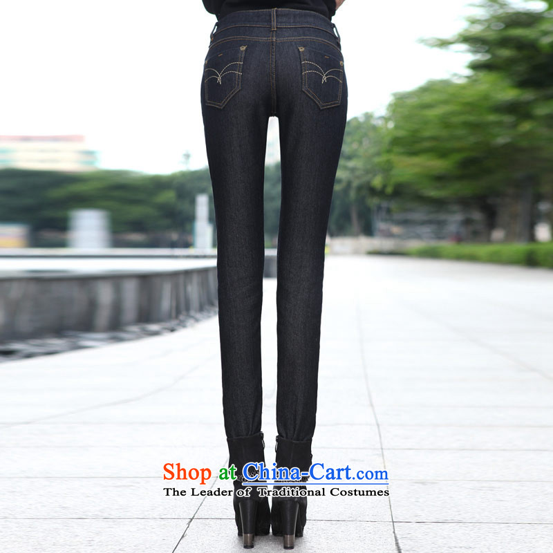  The Korean version of the video   NOS thin solid color jeans the lint-free thick thick king sister jean pants woolen pants Y66661 black 44 cannot, thin (NOS) , , , shopping on the Internet